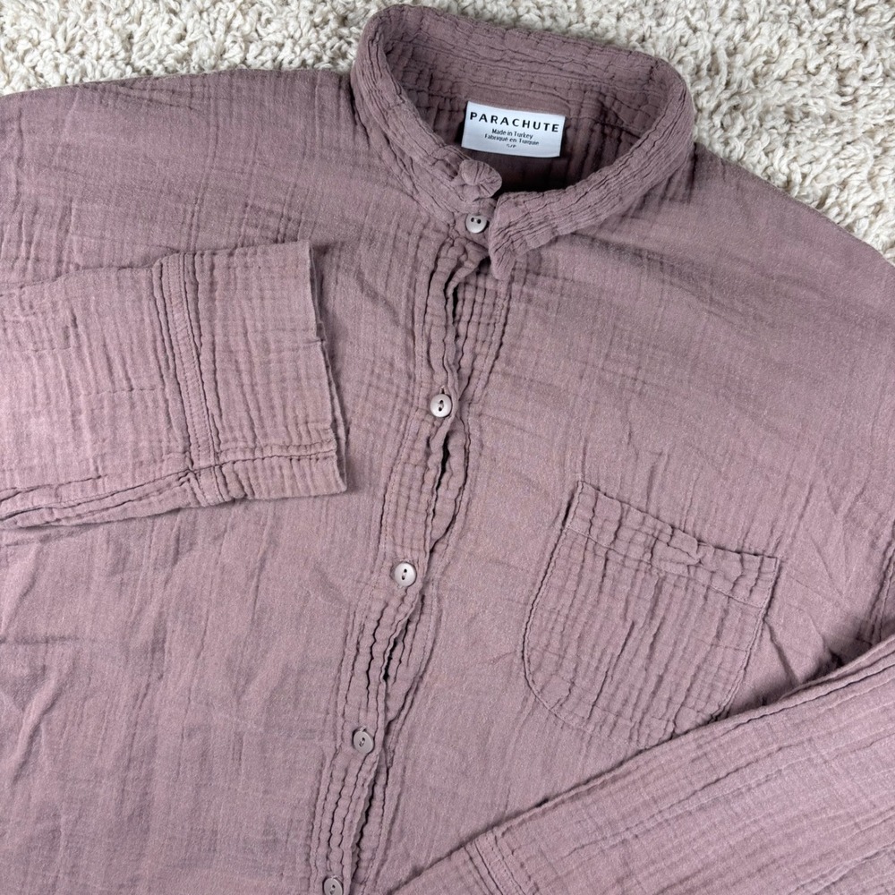 Parachute Home Gauze Shirt Womens S Clay Muted Purple Organic Cotton Button Up